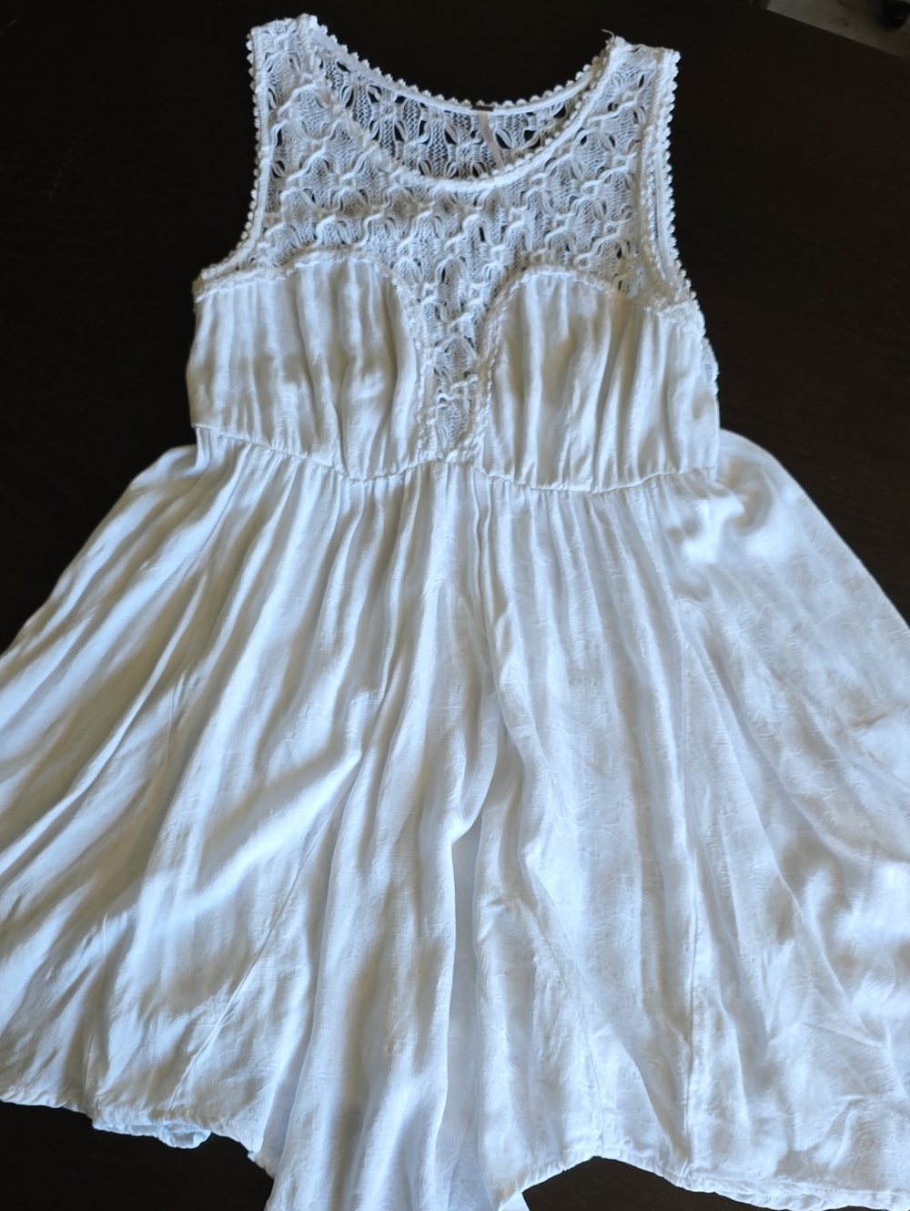 Free People White Crochet Yoke Summer Dress for Women